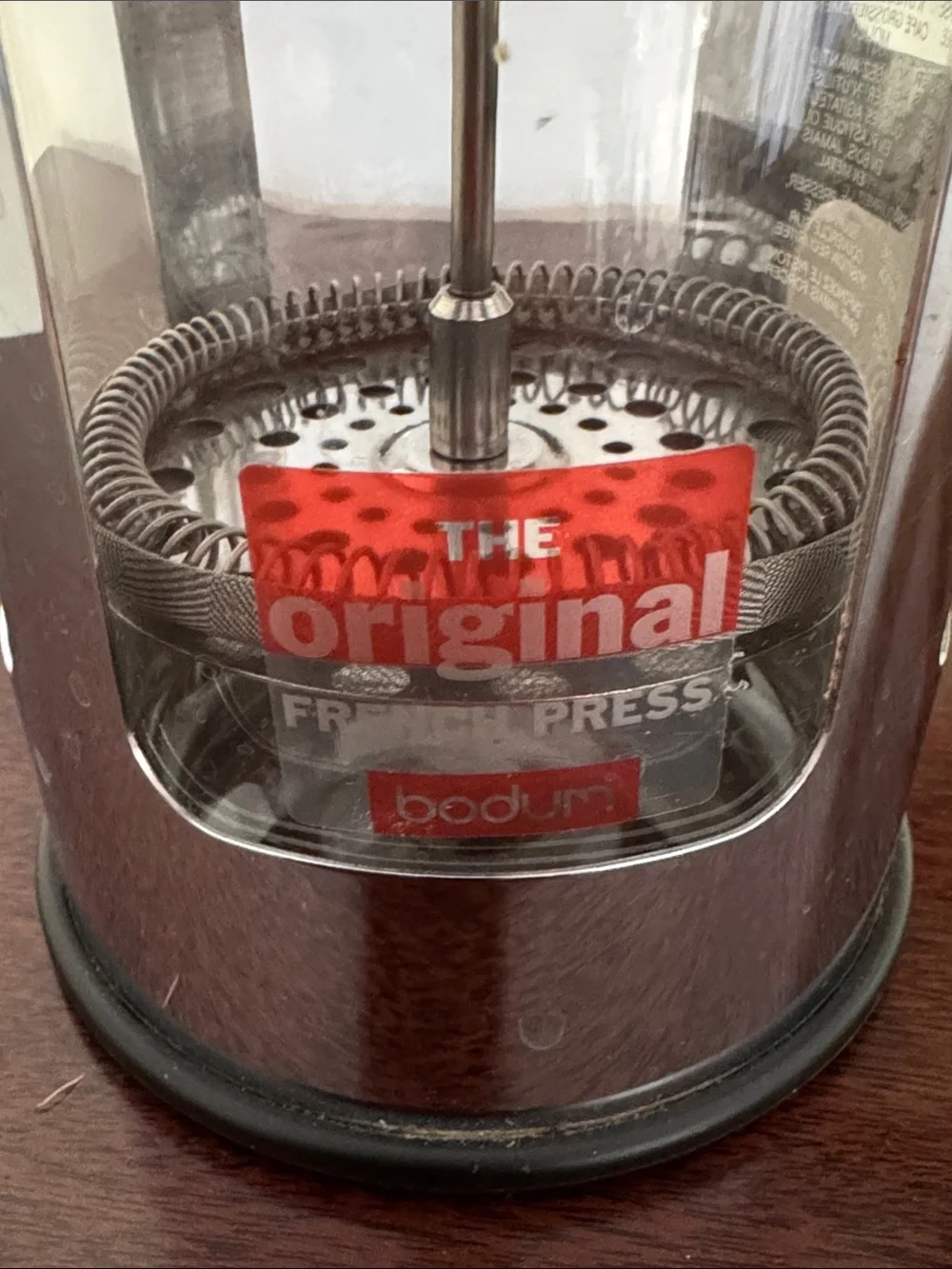 Bodum Stainless French Press with Red Label and Black Base